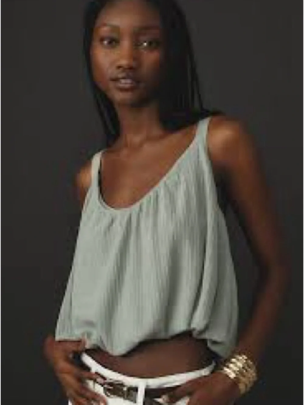 Anthropologie Sheer Ribbed Buckle Bubble Tank NWT size large - Picture 2 of 11